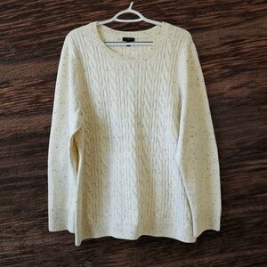 Talbots Women’s Plus 2X Cream Speckle Accents Knit Cotton Sweater Preppy Cozy